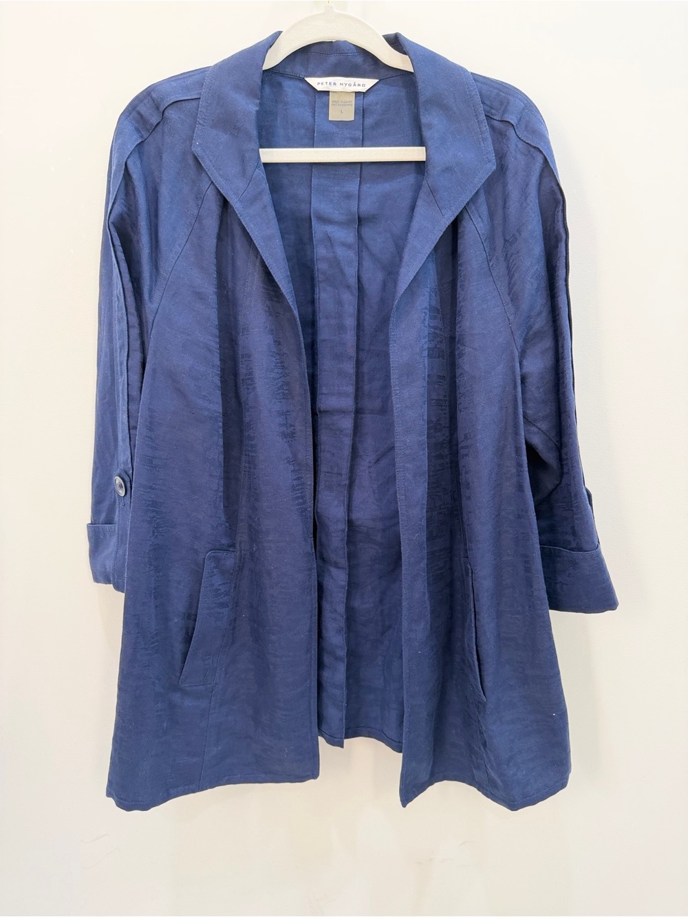 Peter Nygard Deep Blue Open-Front Blazer Jacket